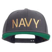 Licensed US Navy Embroidered Wool Blend Prostyle Snapback Cap - Dk-Grey OSFM