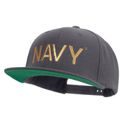 Licensed US Navy Embroidered Wool Blend Prostyle Snapback Cap - Dk-Grey OSFM