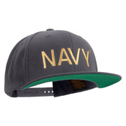 Licensed US Navy Embroidered Wool Blend Prostyle Snapback Cap - Dk-Grey OSFM