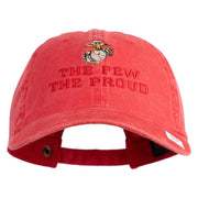 The Few The Proud US Marine Embroidered Washed Solid Pigment Dyed Cotton Twill Brass Buckle Cap - Red OSFM