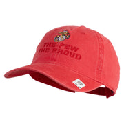 The Few The Proud US Marine Embroidered Washed Solid Pigment Dyed Cotton Twill Brass Buckle Cap - Red OSFM