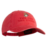 The Few The Proud US Marine Embroidered Washed Solid Pigment Dyed Cotton Twill Brass Buckle Cap - Red OSFM
