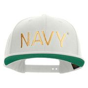 Licensed US Navy Embroidered Wool Blend Prostyle Snapback Cap - Natural OSFM