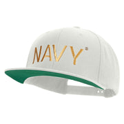 Licensed US Navy Embroidered Wool Blend Prostyle Snapback Cap - Natural OSFM