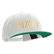 Licensed US Navy Embroidered Wool Blend Prostyle Snapback Cap - Natural OSFM