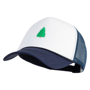 Pine Tree Patched Summer Foam Mesh Trucker Cap - Navy White OSFM