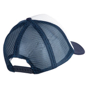Pine Tree Patched Summer Foam Mesh Trucker Cap - Navy White OSFM