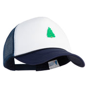 Pine Tree Patched Summer Foam Mesh Trucker Cap - Navy White OSFM