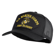 U.S. Marine Corps First to Fight Patched Solid Cotton Twill Mesh Prostyle Cap - Black OSFM