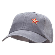 Embroidred Nautical Star Patched Washed Trucker Cap