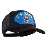 U.S. Navy Eagle Blue Patched Solid Cotton Twill Mesh Prostyle Cap - Black OSFM