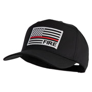 USA Flag Fire Silver Red Patched Solid Cotton Twill 5 Panel Prostyle Snap Cap - Black OSFM