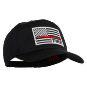 USA Flag Fire Silver Red Patched Solid Cotton Twill 5 Panel Prostyle Snap Cap - Black OSFM