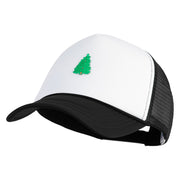 Pine Tree Patched Summer Foam Mesh Trucker Cap - Black White OSFM