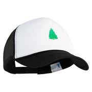 Pine Tree Patched Summer Foam Mesh Trucker Cap - Black White OSFM