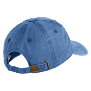 Large Multi-Colored Dragonfly Iron on Embroidery Patched Unstructured Pigment Dyed Cotton Cap - Blue OSFM