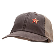 Embroidred Nautical Star Patched Washed Trucker Cap