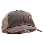 Embroidred Nautical Star Patched Washed Trucker Cap