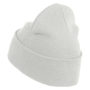 Lady Bug Iron on Patched 12 Inch Long Knitted Beanie - White OSFM