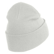 Lady Bug Iron on Patched 12 Inch Long Knitted Beanie - White OSFM