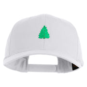 Pine Tree Patched Retro Cotton Blend Snapback Cap - White OSFM