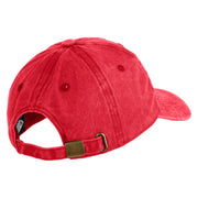 Large Multi-Colored Dragonfly Iron on Embroidery Patched Unstructured Pigment Dyed Cotton Cap - Red OSFM