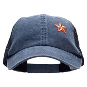 Embroidred Nautical Star Patched Washed Trucker Cap