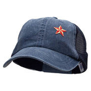 Embroidred Nautical Star Patched Washed Trucker Cap