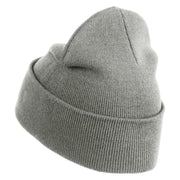 Lady Bug Iron on Patched 12 Inch Long Knitted Beanie - Heather Grey OSFM