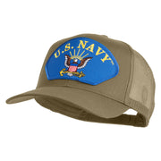 U.S. Navy Eagle Blue Patched Solid Cotton Twill Mesh Prostyle Cap - Khaki OSFM