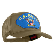 U.S. Navy Eagle Blue Patched Solid Cotton Twill Mesh Prostyle Cap - Khaki OSFM