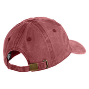 Large Multi-Colored Dragonfly Iron on Embroidery Patched Unstructured Pigment Dyed Cotton Cap - Wine OSFM