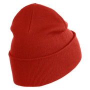 Lady Bug Iron on Patched 12 Inch Long Knitted Beanie - Rust OSFM