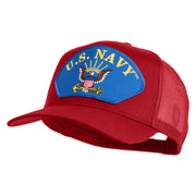 U.S. Navy Eagle Blue Patched Solid Cotton Twill Mesh Prostyle Cap - Red OSFM