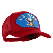 U.S. Navy Eagle Blue Patched Solid Cotton Twill Mesh Prostyle Cap - Red OSFM