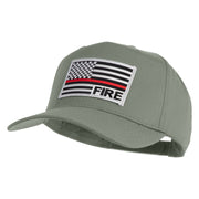 USA Flag Fire Silver Red Patched Solid Cotton Twill 5 Panel Prostyle Snap Cap - Grey OSFM