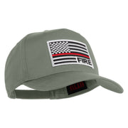 USA Flag Fire Silver Red Patched Solid Cotton Twill 5 Panel Prostyle Snap Cap - Grey OSFM
