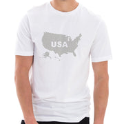 USA Map with Dots Graphic Design Ring Spun Combed Cotton Short Sleeve Deluxe Jersey T-Shirt - White XS