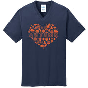 Autumn Heart Graphic Design Big Size Port & Company Core Cotton V-Neck Tshirt