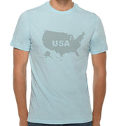 USA Map with Dots Graphic Design Ring Spun Combed Cotton Short Sleeve Deluxe Jersey T-Shirt - Blue-Mist XS