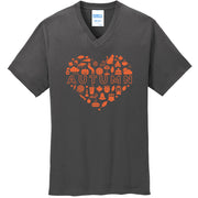 Autumn Heart Graphic Design Big Size Port & Company Core Cotton V-Neck Tshirt