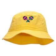 Mardi Maracas Embroidered Pigment Dyed Bucket Hat - Yellow OSFM