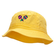 Mardi Maracas Embroidered Pigment Dyed Bucket Hat - Yellow OSFM