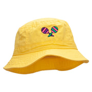 Mardi Maracas Embroidered Pigment Dyed Bucket Hat - Yellow OSFM