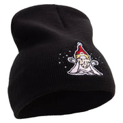 Cartoon Style Chirstmas Elf Embroidered 8 inch Acrylic Short beanie - Black OSFM