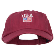 USA with American Flag Embroidered Low Cap