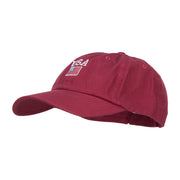 USA with American Flag Embroidered Low Cap