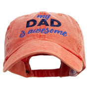 Dad is Awsome Embroidered Pigment Dyed Wash Cap - Orange OSFM