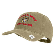 Once  A Marine Always a Marine Embroidered Washed Solid Pigment Dyed Cotton Twill Brass Buckle Cap - Khaki OSFM