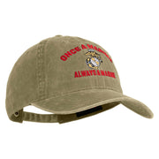 Once  A Marine Always a Marine Embroidered Washed Solid Pigment Dyed Cotton Twill Brass Buckle Cap - Khaki OSFM